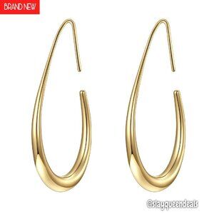 Large Teardrop Hoop Earrings 14k Gold Plated Hypoallergenic Statement Jewelry